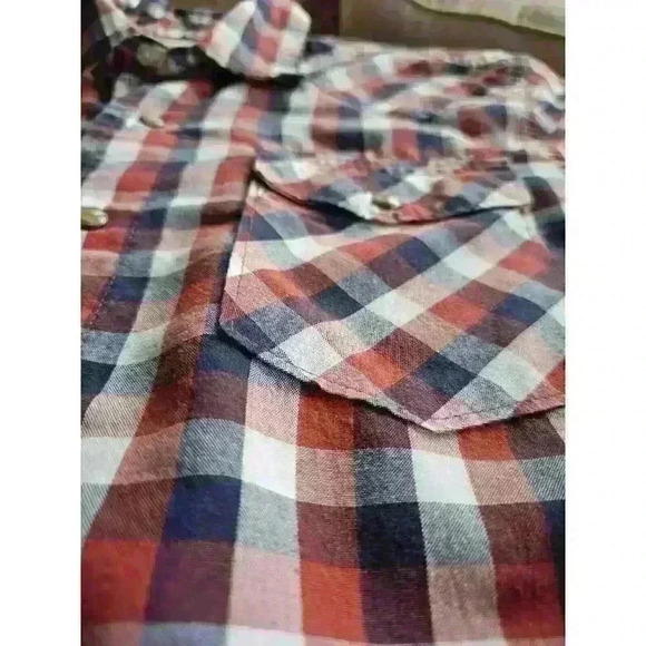 Wrangler Plaid Pearl Snap Button Down Men's Size Medium - Picture 7 of 12